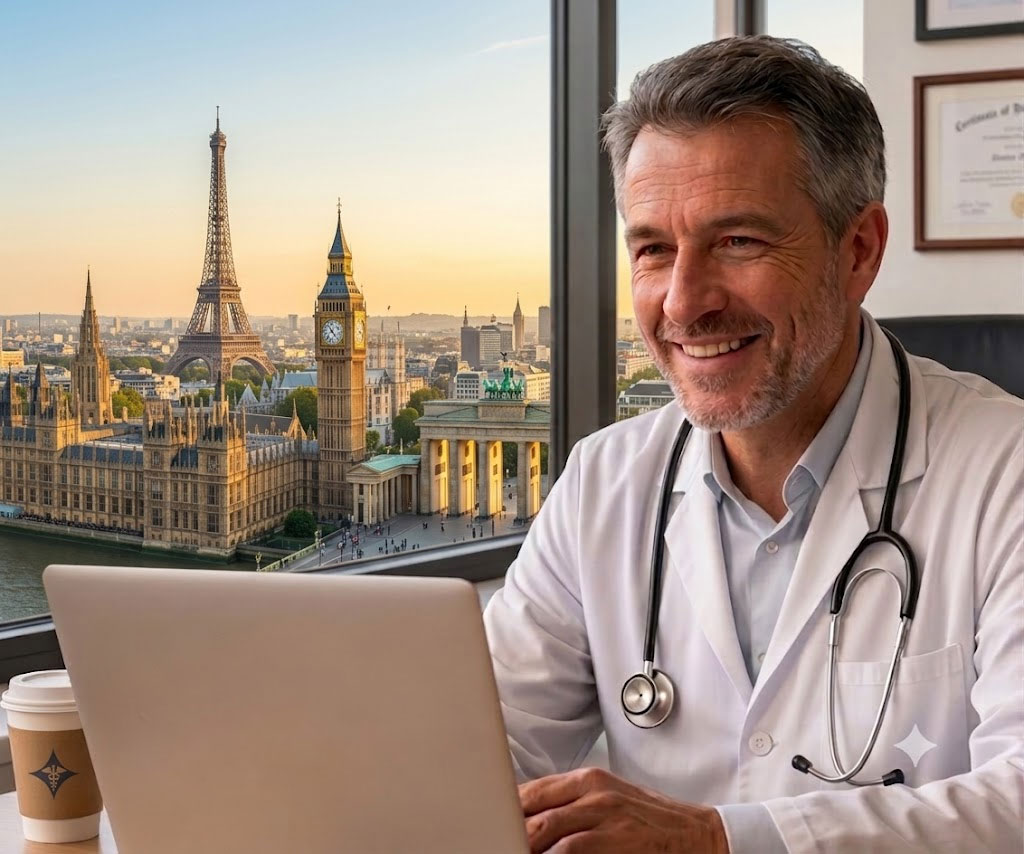 English-speaking doctor teleconsultation Europe